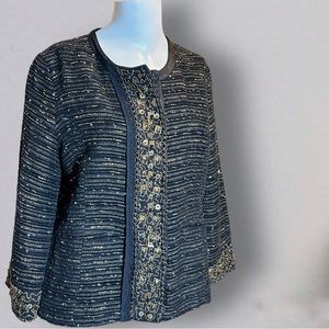 Berek Cocktail Jacket Embellished with Gold Tone Metal Beading & Sequins size PM